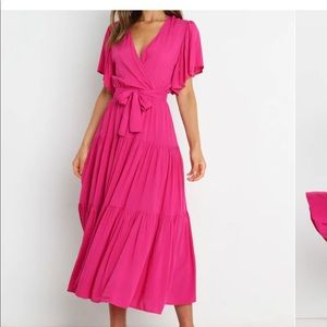 Petal and Pup Pink midi length dress!